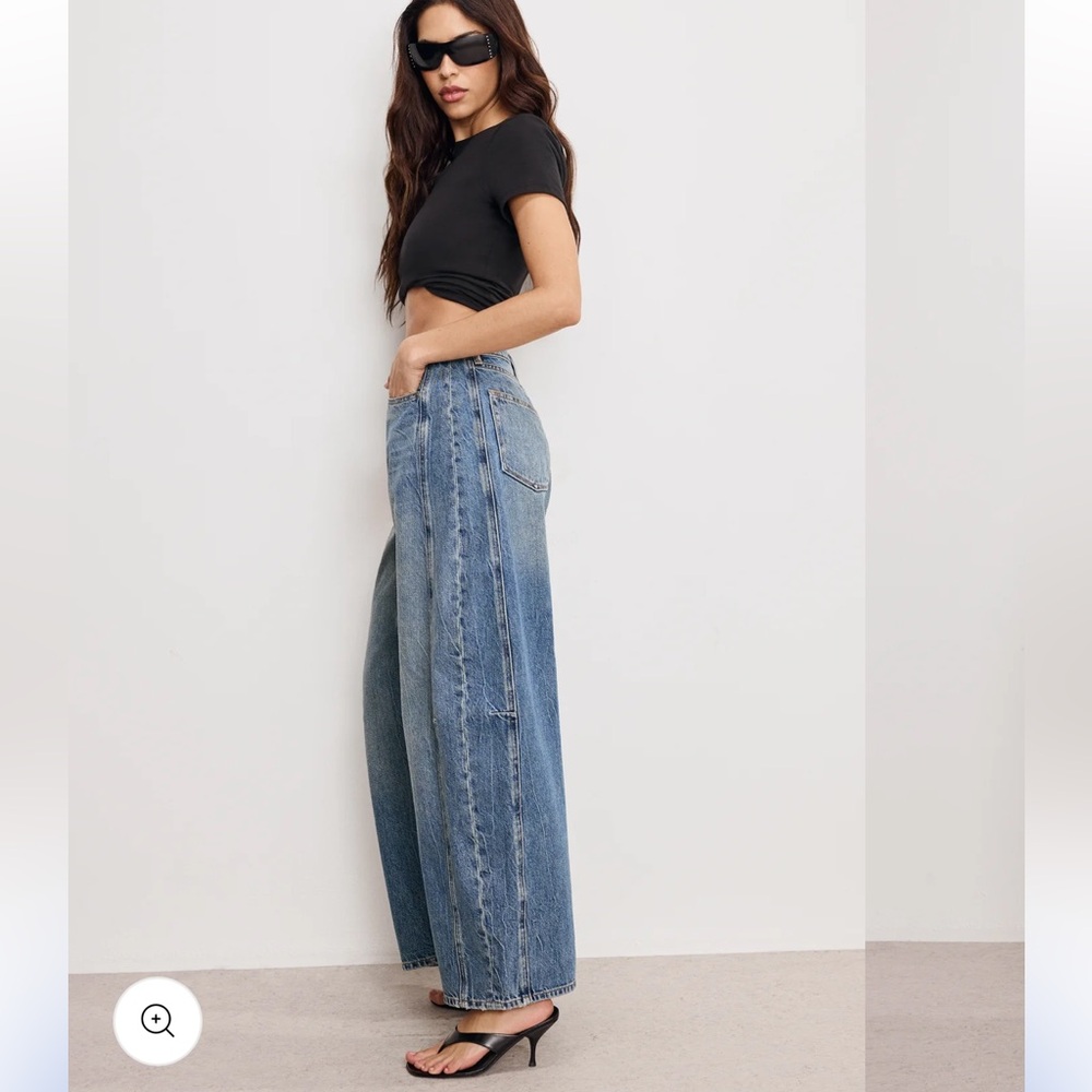 $179 Good American Good Extreme Barrel Relaxed Jeans NWT - Picture 7 of 12